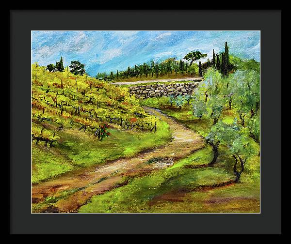 Vineyard Road - Tuscany, Italy 'en plein air - Framed Print