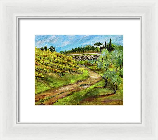 Vineyard Road - Tuscany, Italy 'en plein air - Framed Print