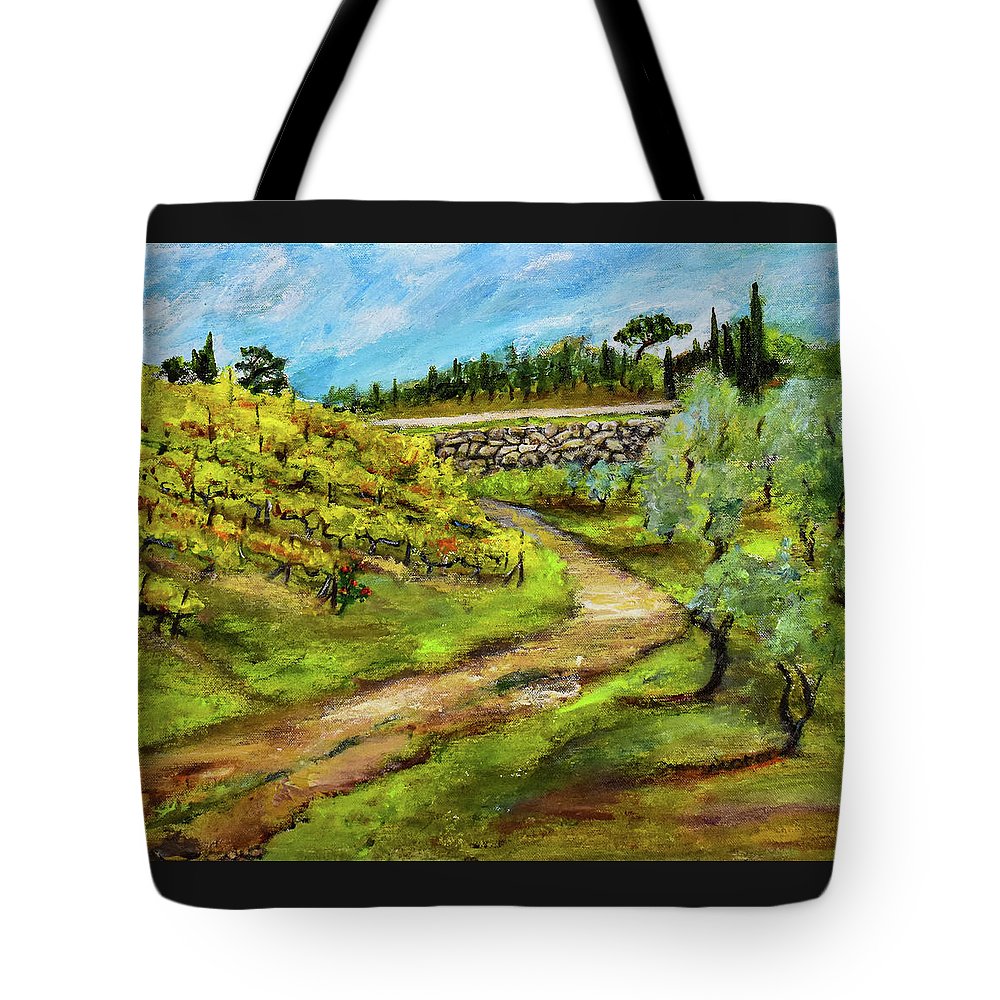 Vineyard Road - Tuscany, Italy 'en plein air - Tote Bag