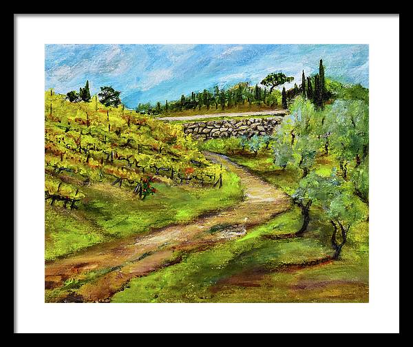 Vineyard Road - Tuscany, Italy 'en plein air - Framed Print