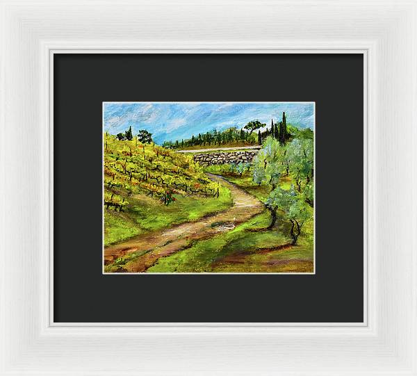 Vineyard Road - Tuscany, Italy 'en plein air - Framed Print