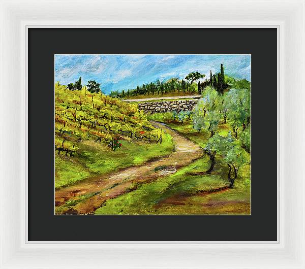 Vineyard Road - Tuscany, Italy 'en plein air - Framed Print