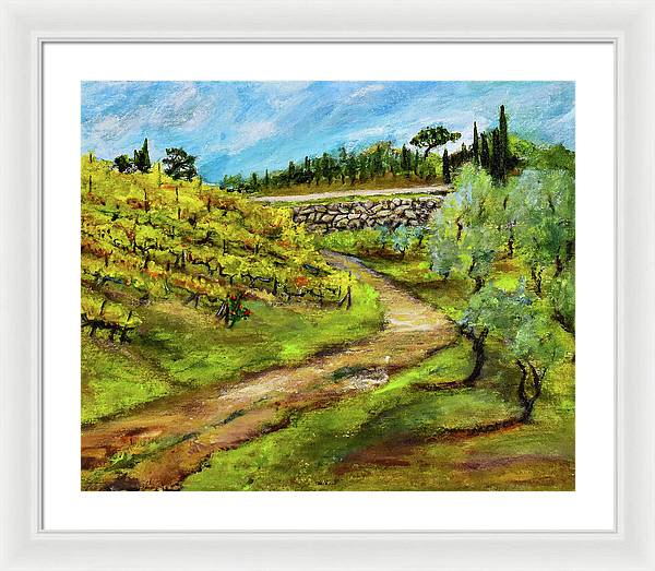 Vineyard Road - Tuscany, Italy 'en plein air - Framed Print