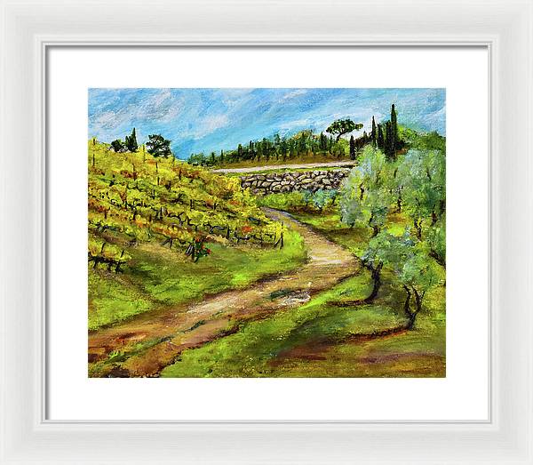 Vineyard Road - Tuscany, Italy 'en plein air - Framed Print