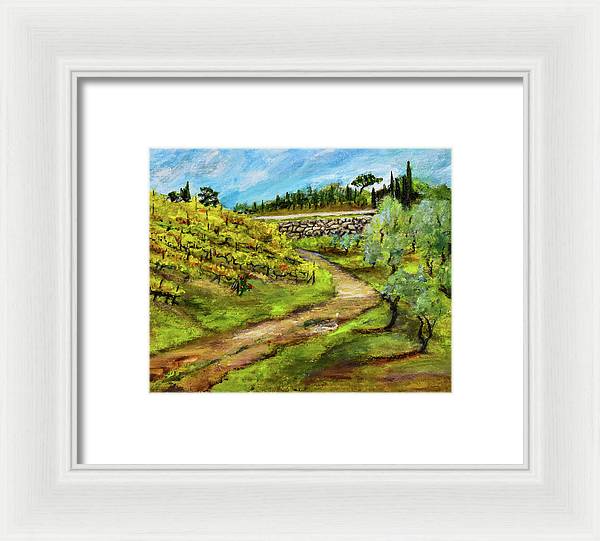Vineyard Road - Tuscany, Italy 'en plein air - Framed Print