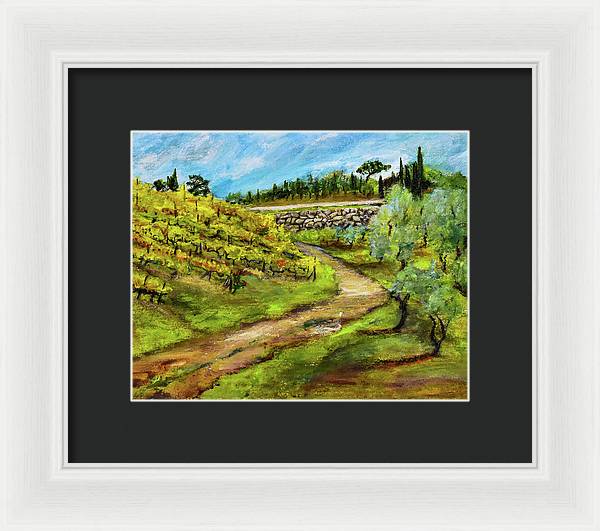 Vineyard Road - Tuscany, Italy 'en plein air - Framed Print