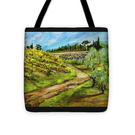 Vineyard Road - Tuscany, Italy 'en plein air - Tote Bag