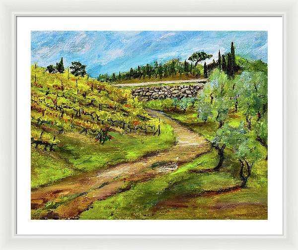 Vineyard Road - Tuscany, Italy 'en plein air - Framed Print