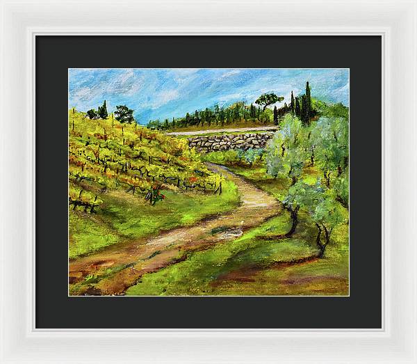 Vineyard Road - Tuscany, Italy 'en plein air - Framed Print