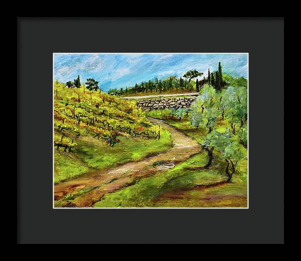 Vineyard Road - Tuscany, Italy 'en plein air - Framed Print