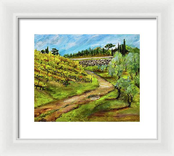 Vineyard Road - Tuscany, Italy 'en plein air - Framed Print
