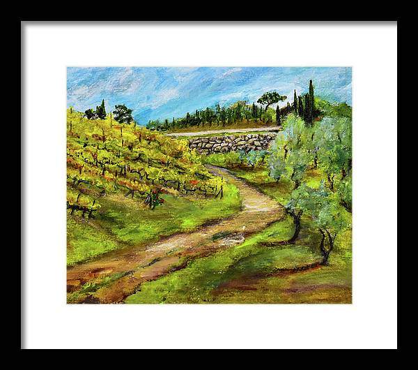 Vineyard Road - Tuscany, Italy 'en plein air - Framed Print