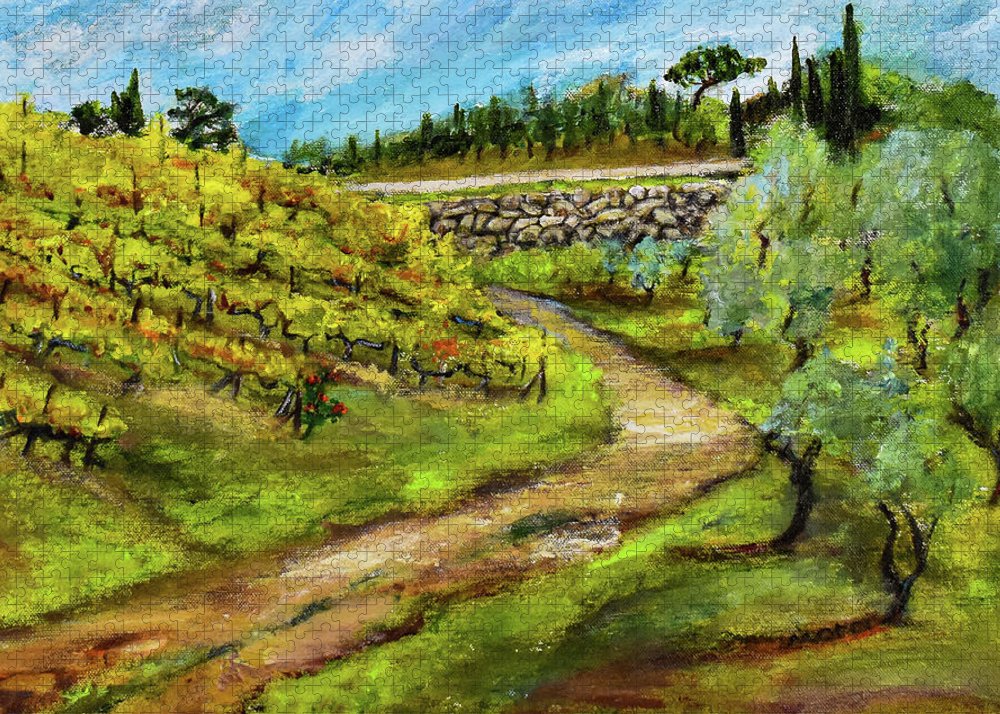 Vineyard Road - Tuscany, Italy 'en plein air - Puzzle