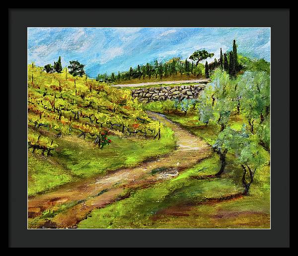 Vineyard Road - Tuscany, Italy 'en plein air - Framed Print