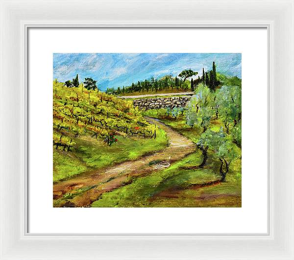 Vineyard Road - Tuscany, Italy 'en plein air - Framed Print