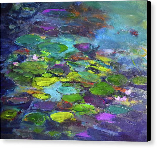 Water Lilies, Shades of Purple - Canvas Print