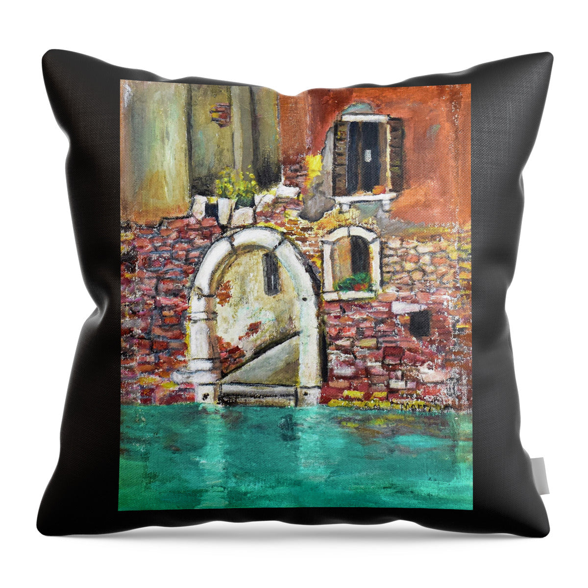 Entrance in Venice Italy - 'en plein air - Throw Pillow