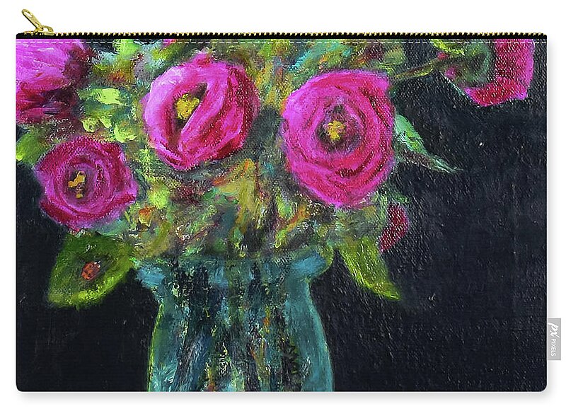 Ladybug and Pink Roses - Zip Pouch