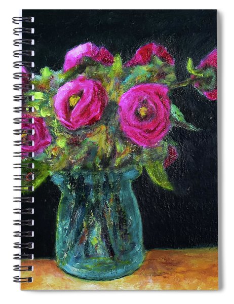Ladybug and Pink Roses - Spiral Notebook