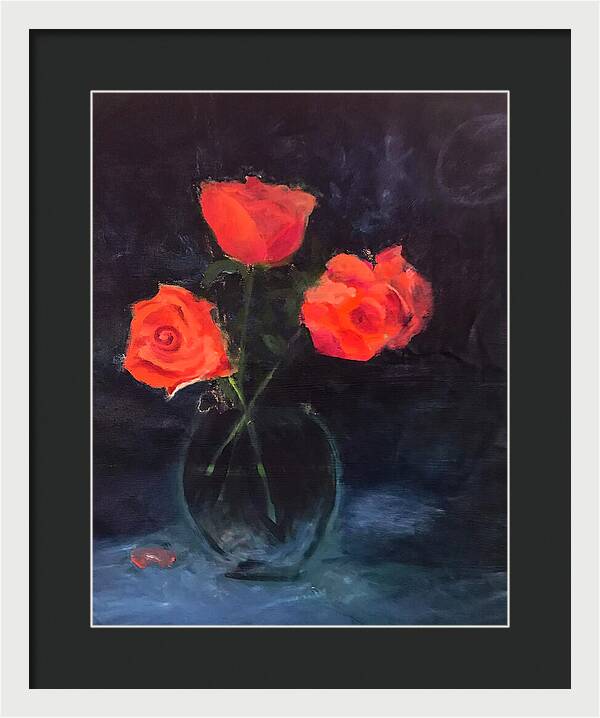 Orange Roses still life 2 - Framed Print