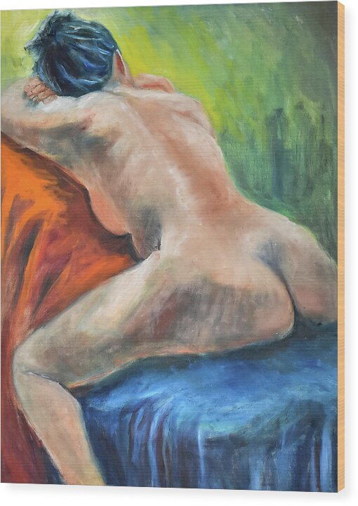 Sleeping Nude Model - Wood Print