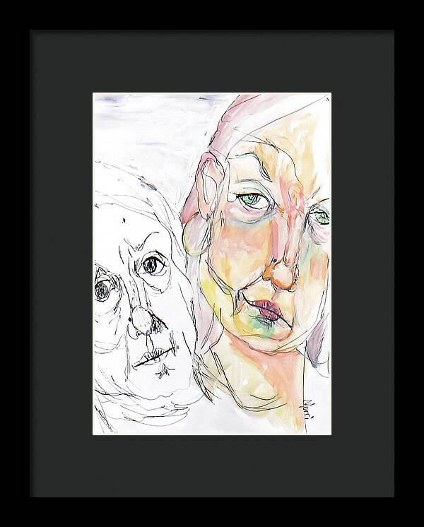 Contour Drawing - Self Portrait - Nfs - Framed Print