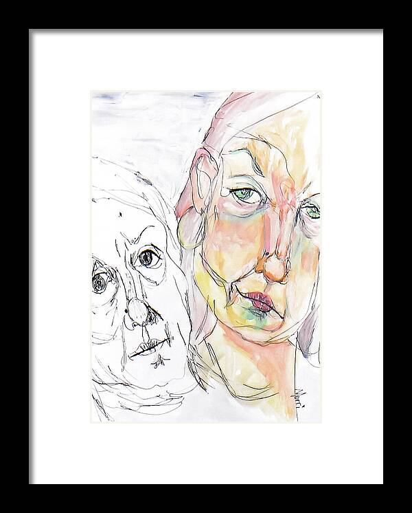 Contour Drawing - Self Portrait - Nfs - Framed Print