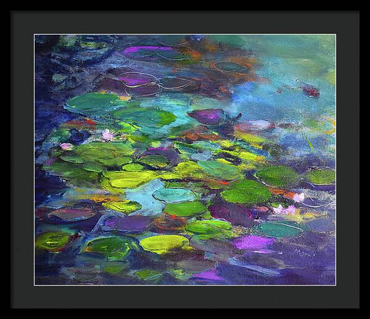 Water Lilies, Shades of Purple - Framed Print