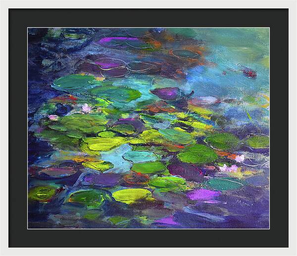 Water Lilies, Shades of Purple - Framed Print