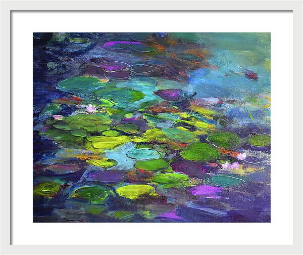 Water Lilies, Shades of Purple - Framed Print