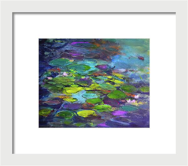 Water Lilies, Shades of Purple - Framed Print