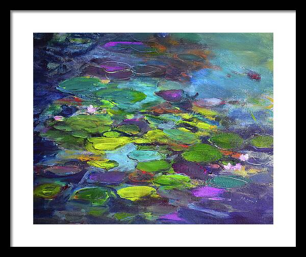 Water Lilies, Shades of Purple - Framed Print