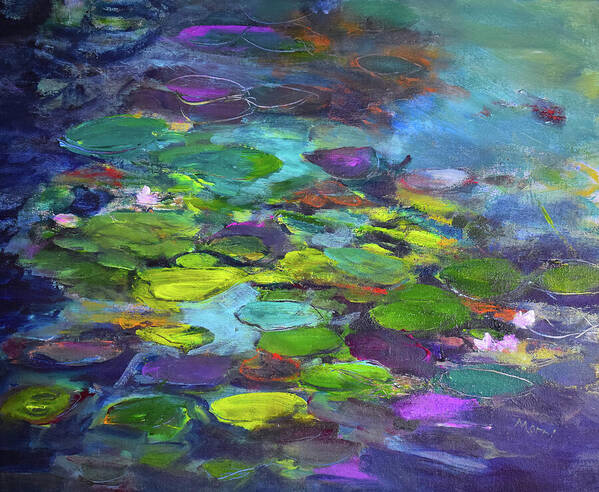 Water Lilies, Shades of Purple - Art Print