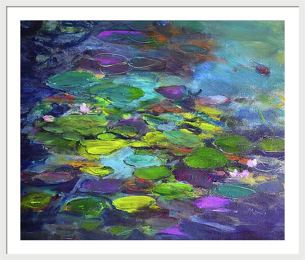 Water Lilies, Shades of Purple - Framed Print