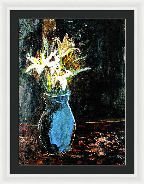 White Lilies and the Watchers -original in private collection - Framed Print