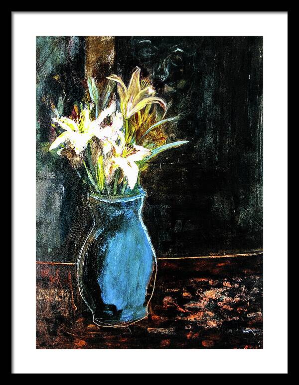 White Lilies and the Watchers -original in private collection - Framed Print