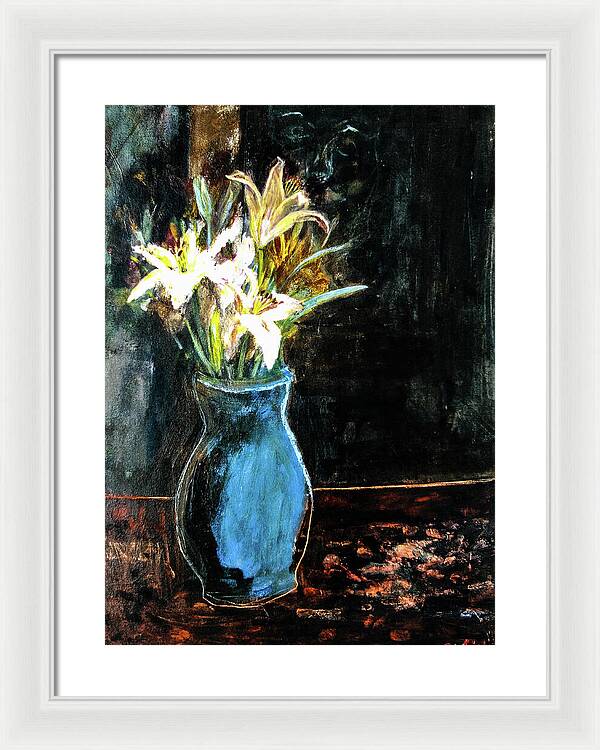 White Lilies and the Watchers -original in private collection - Framed Print