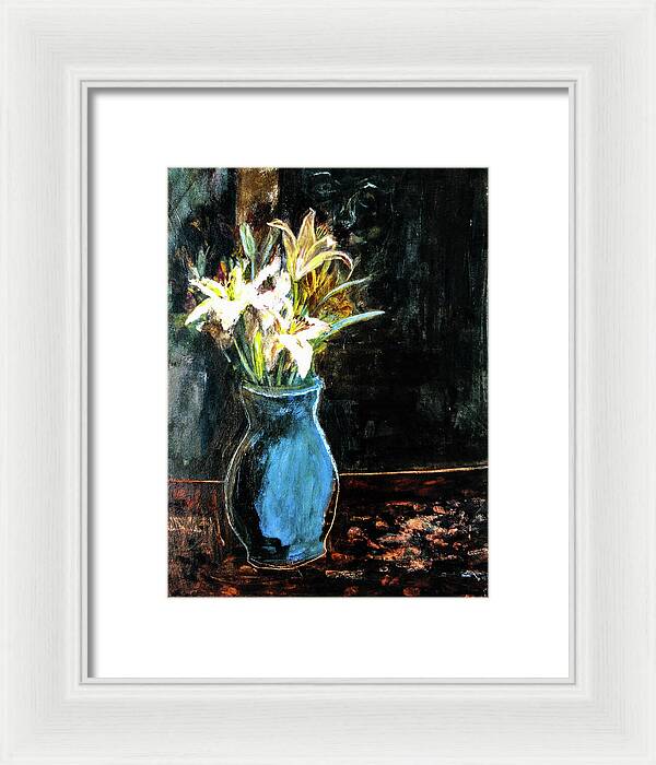 White Lilies and the Watchers -original in private collection - Framed Print