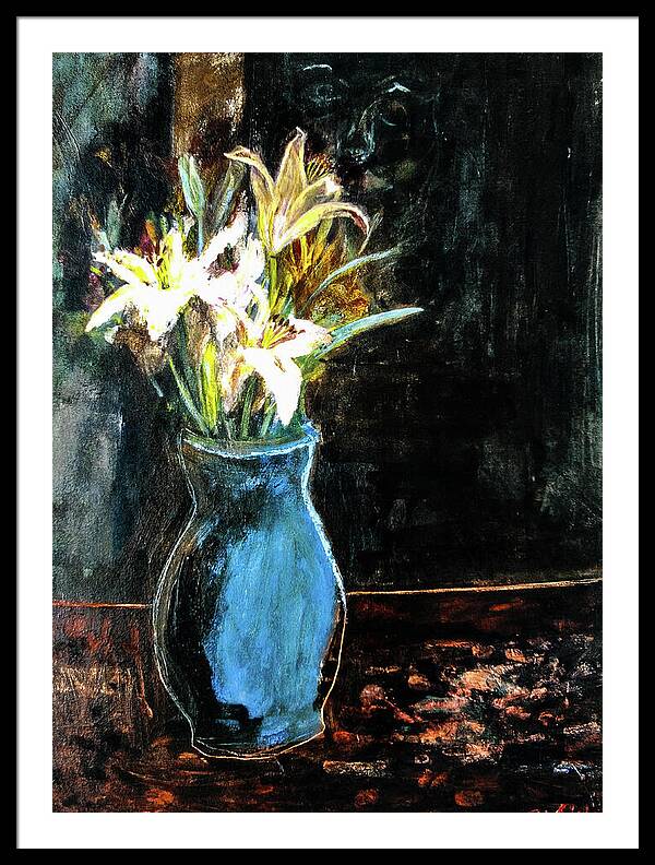 White Lilies and the Watchers -original in private collection - Framed Print