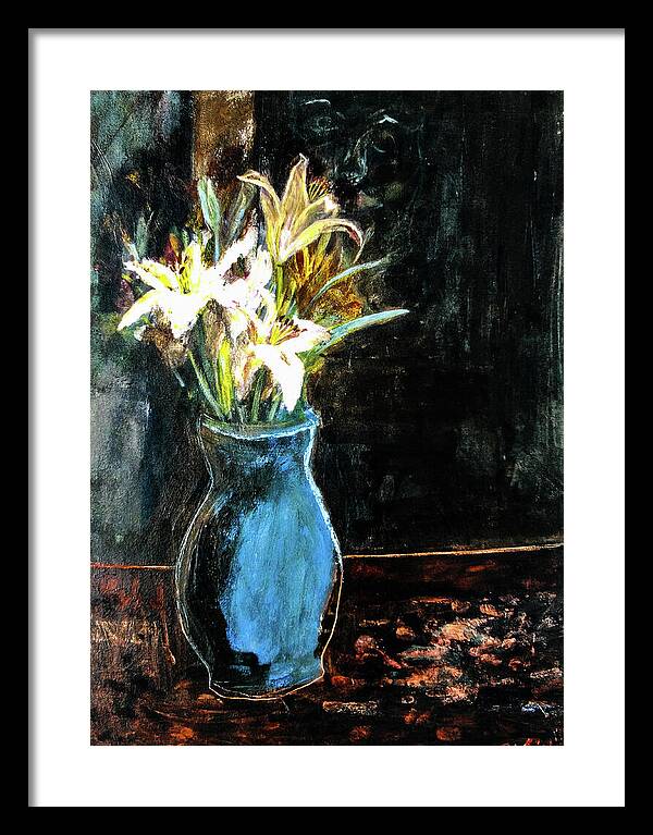 White Lilies and the Watchers -original in private collection - Framed Print