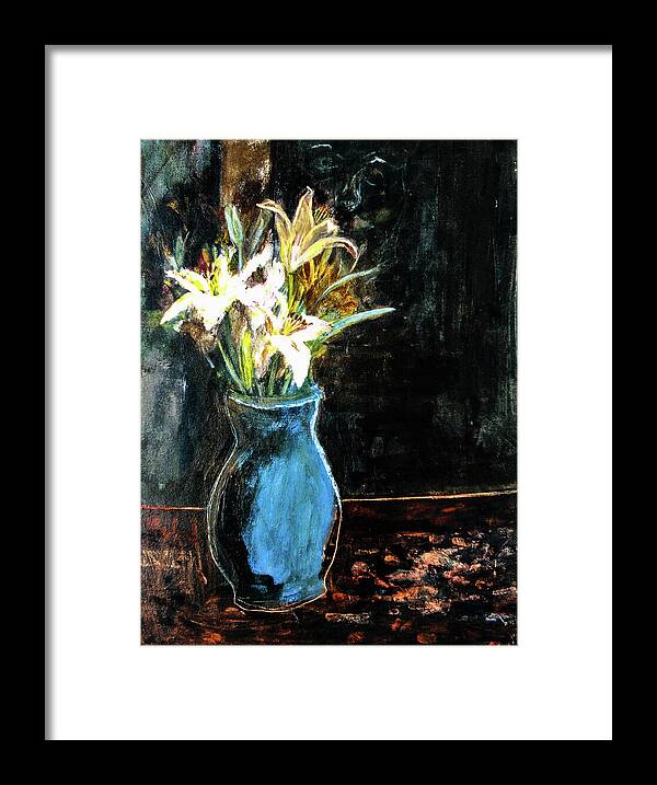 White Lilies and the Watchers -original in private collection - Framed Print