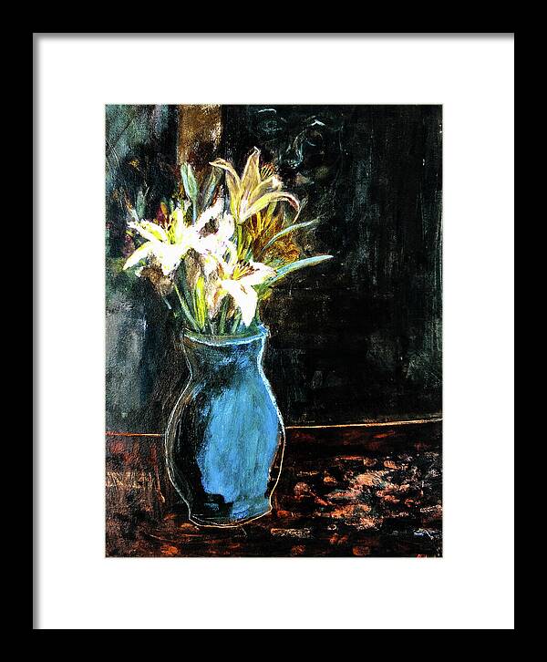 White Lilies and the Watchers -original in private collection - Framed Print