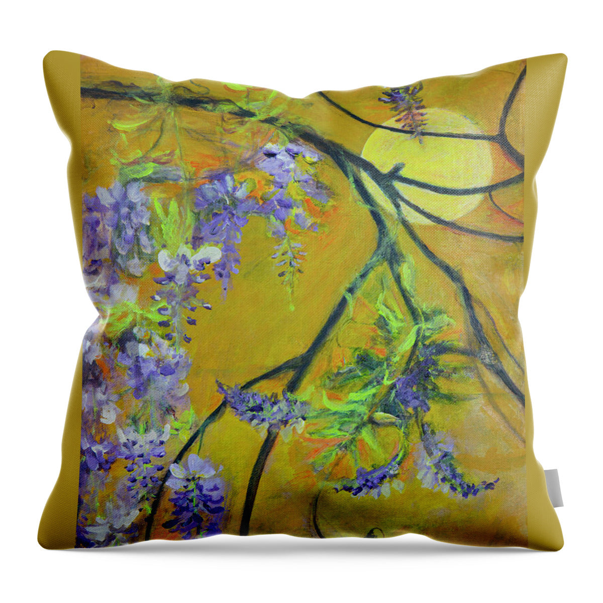 Wisteria Moon-wildflower series - Throw Pillow