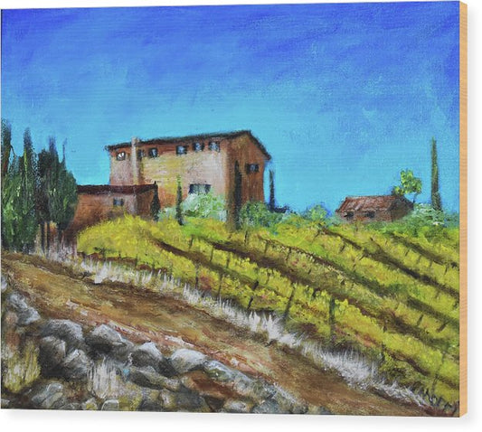 Fall Vineyard, France 'en plein air - Wood Print