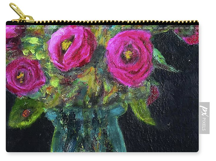 Ladybug and Pink Roses - Zip Pouch