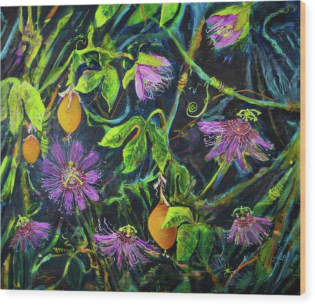 Passion Flower Vine - Wildflower series - Wood Print