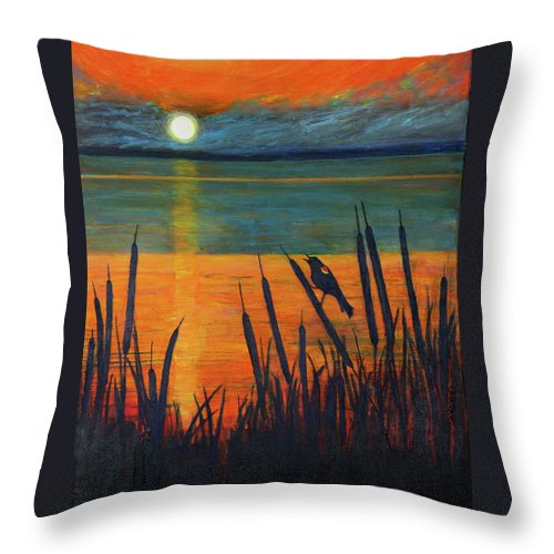 River Song, Red-winged Blackbird - Throw Pillow