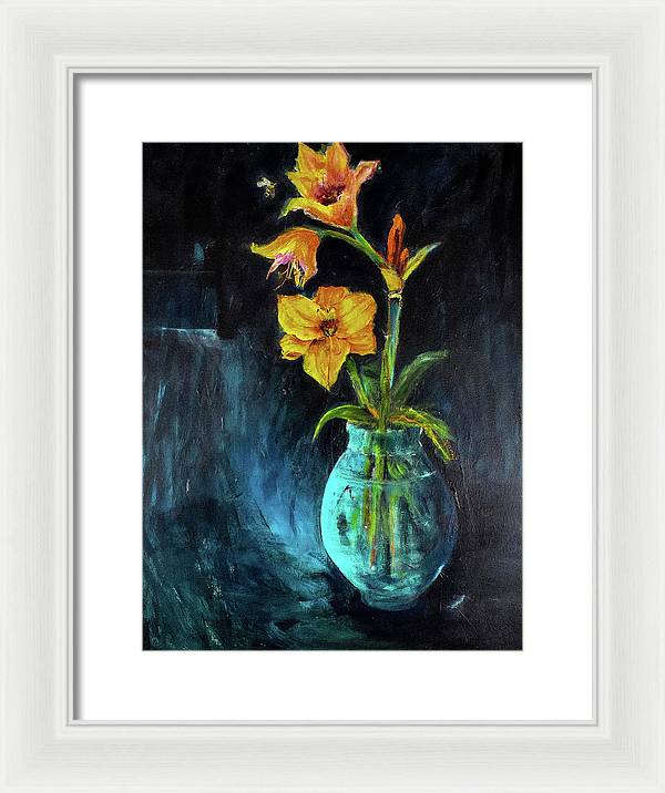 The Runaway Bee, he may have to spend the night - Open Window series - Framed Print