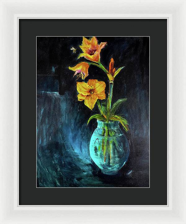 The Runaway Bee, he may have to spend the night - Open Window series - Framed Print