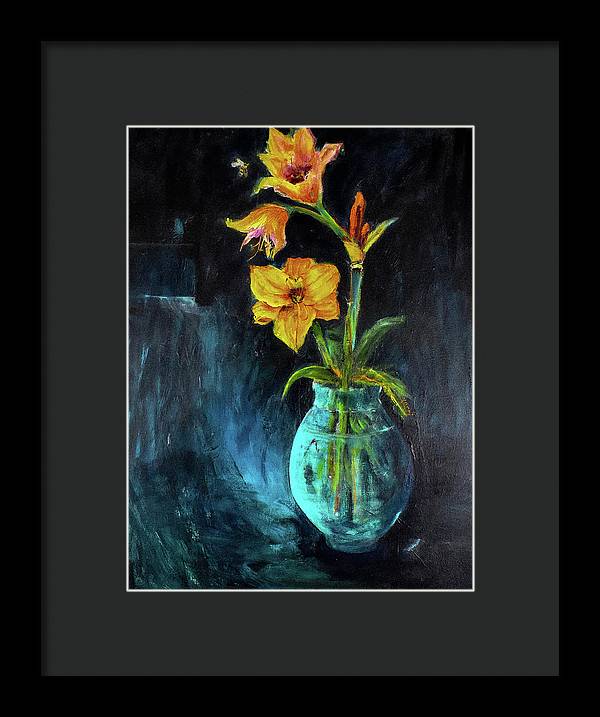 The Runaway Bee, he may have to spend the night - Open Window series - Framed Print